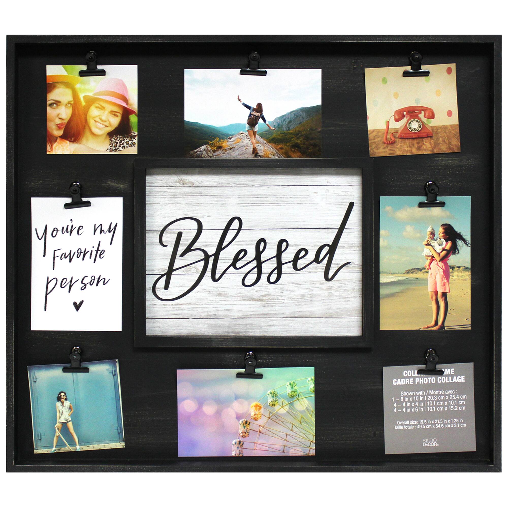 9 Opening Black Rustic Collage Frame with Clips by Studio Décor®